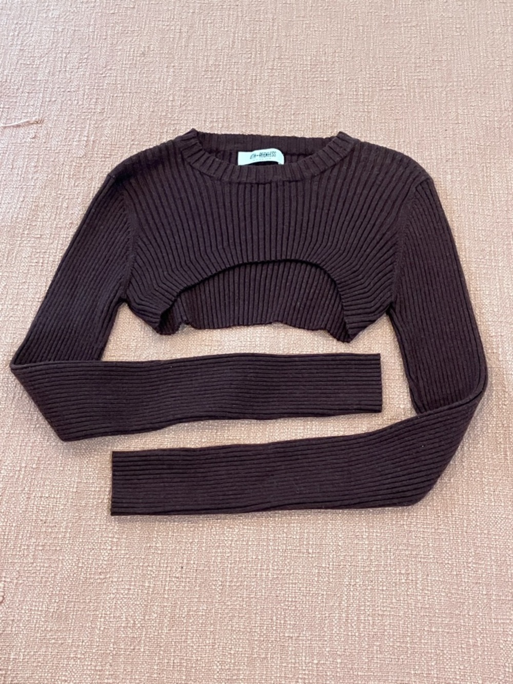 Soft & stretchy Ribbed Crop Top in Dark Brown wm’s medium